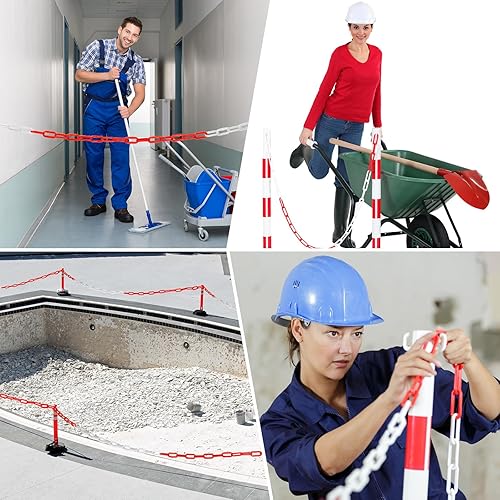 Miniatura 4 de Geelin Cadena de seguridad de plástico de 600 pies, resistente a la intemperie, decoración de valla con ganchos en S para zonas de control de