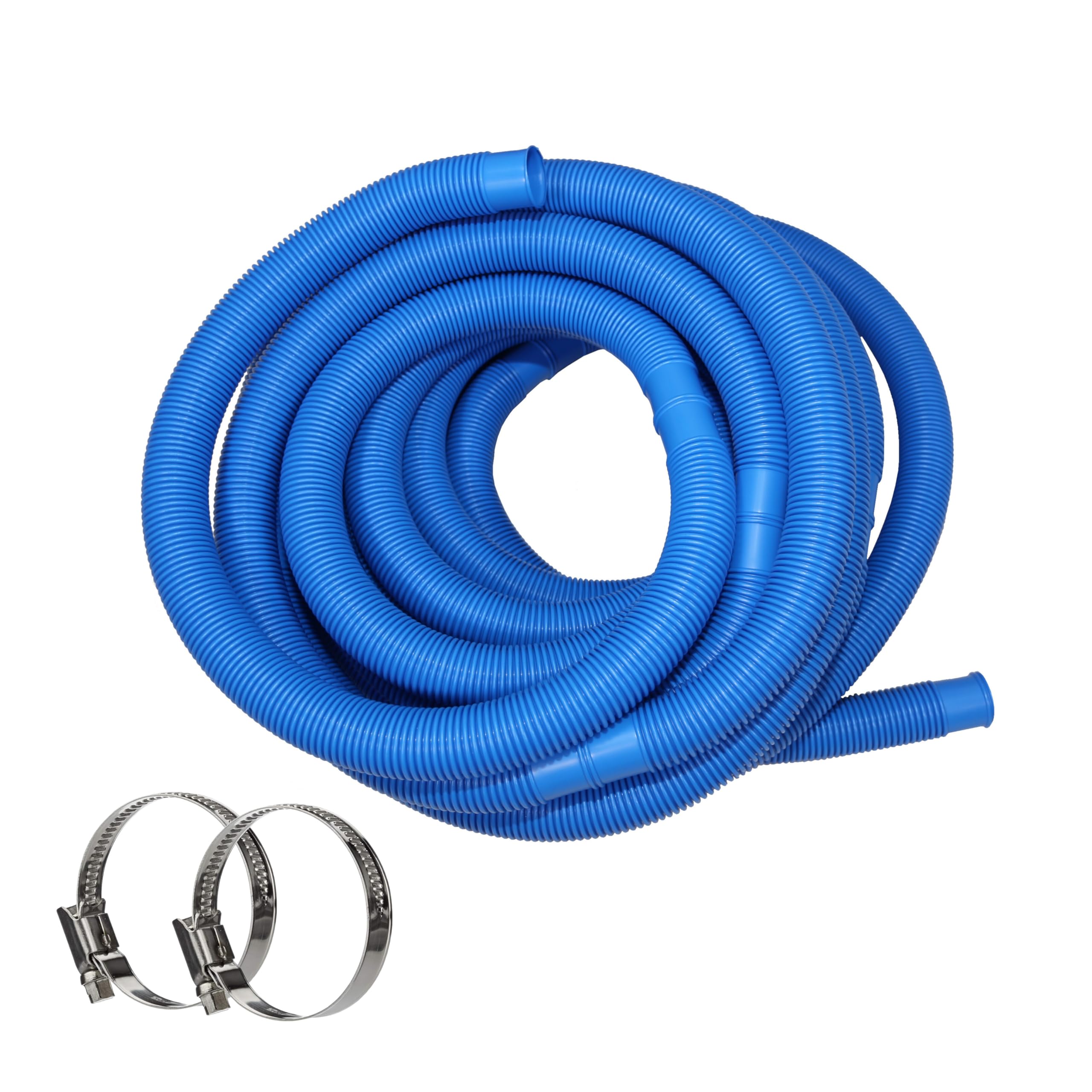 HAF® Manguera de piscina de alta calidad, 38 mm, azul, 12 metros, para jardín y piscina, incluye 2 abrazaderas de acero inoxidable, manguera de piscina, manguera de bomba – Calidad: fabricada en