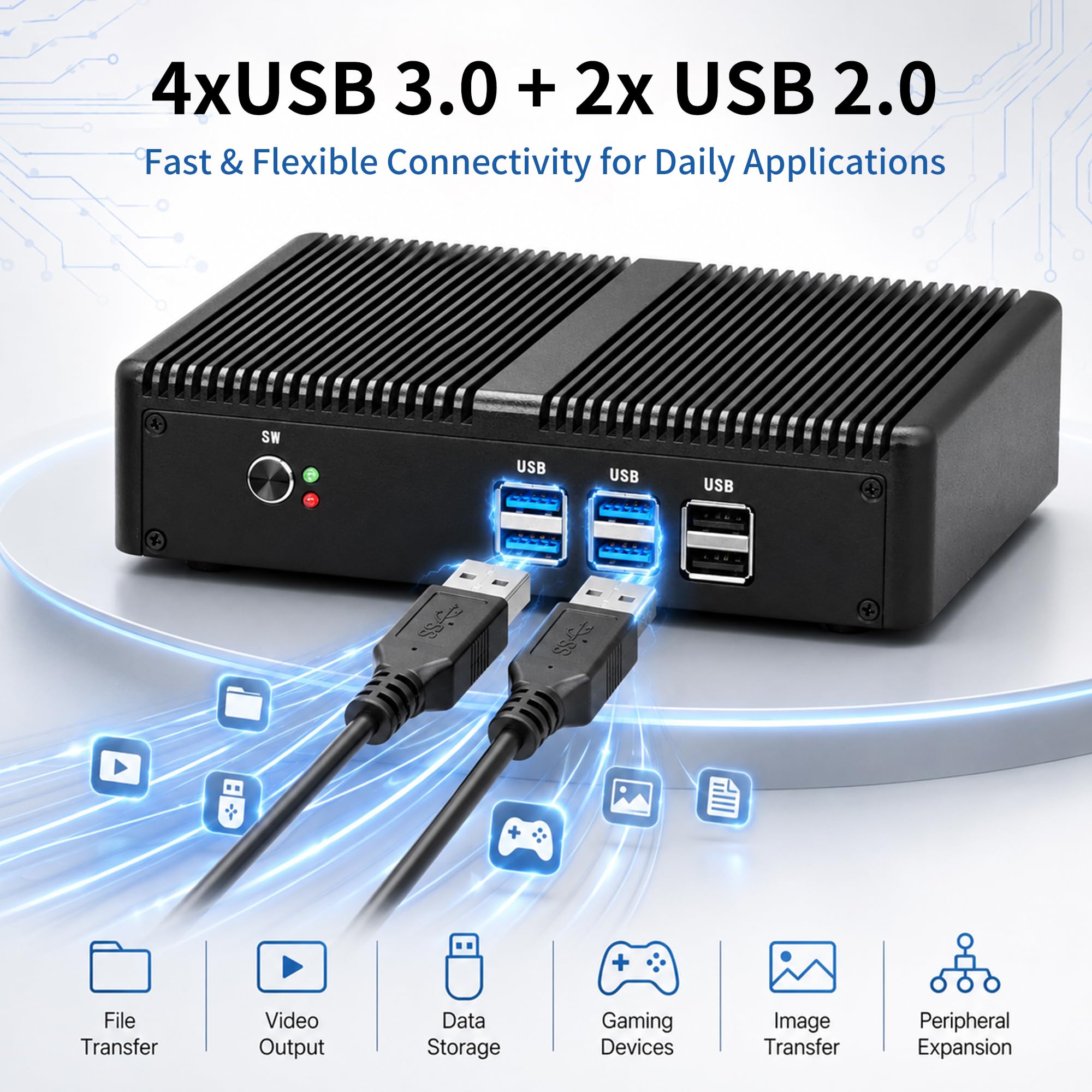 SJRC Fanless Mini PC, Core i3-6006U Mini Desktop Computer with 4K HD + VGA, Gigabit LAN, Barebone NO RAM/SSD/OS, Small Form Factor PC for Home Office, Business, Linux