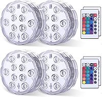 Vista 1 de Luces LED sumergibles con control remoto, luz RGB multicolor cambiante impermeable para piscina, base de jarrón, spa, acuario, estanque, bañera