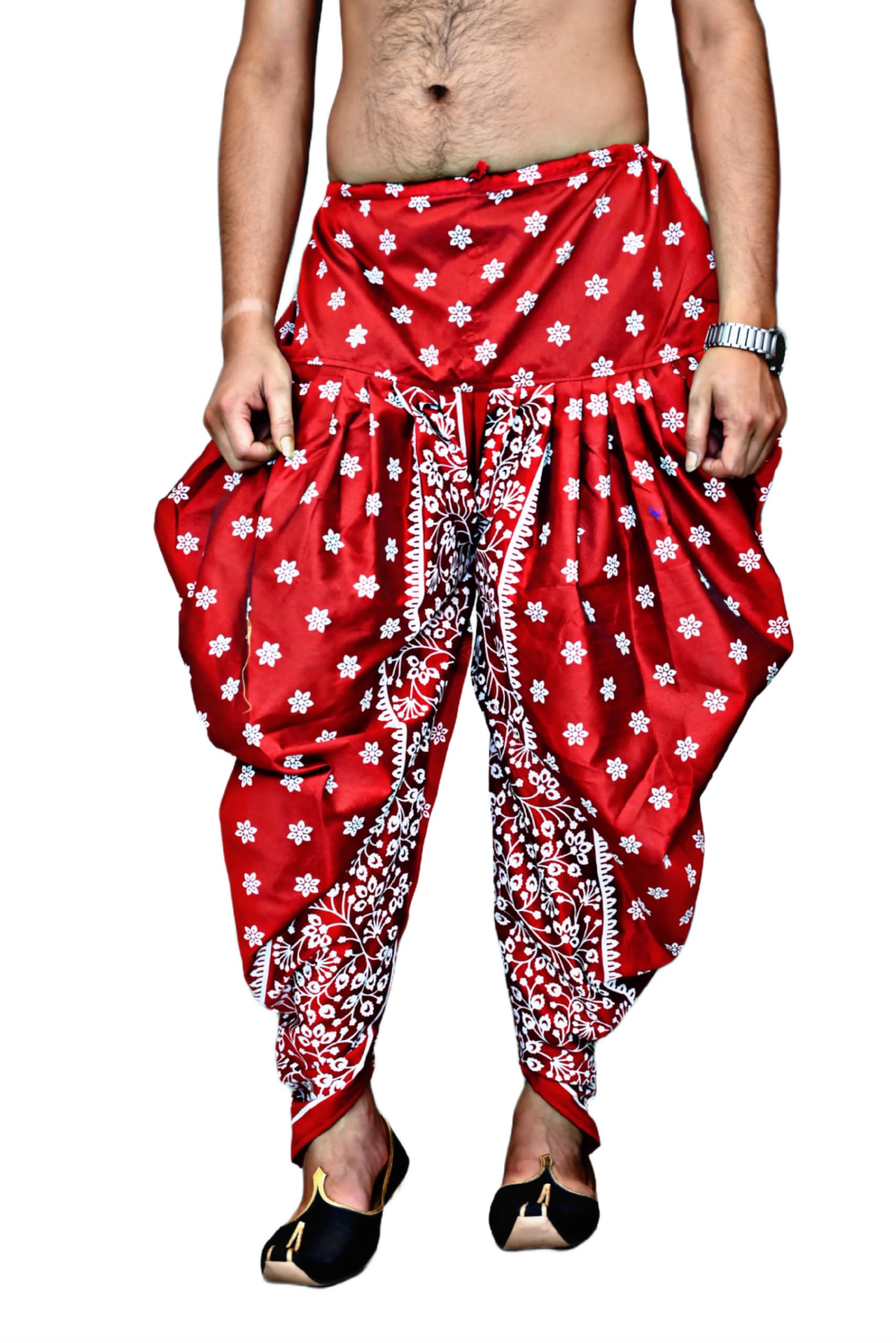 Mens Ethnic Indian Bensari Silk Blend Ready To Wear Printed Dhoti Comfort, Classic Design for Festivals & Ceremonies Dhoti for Men-picture-29