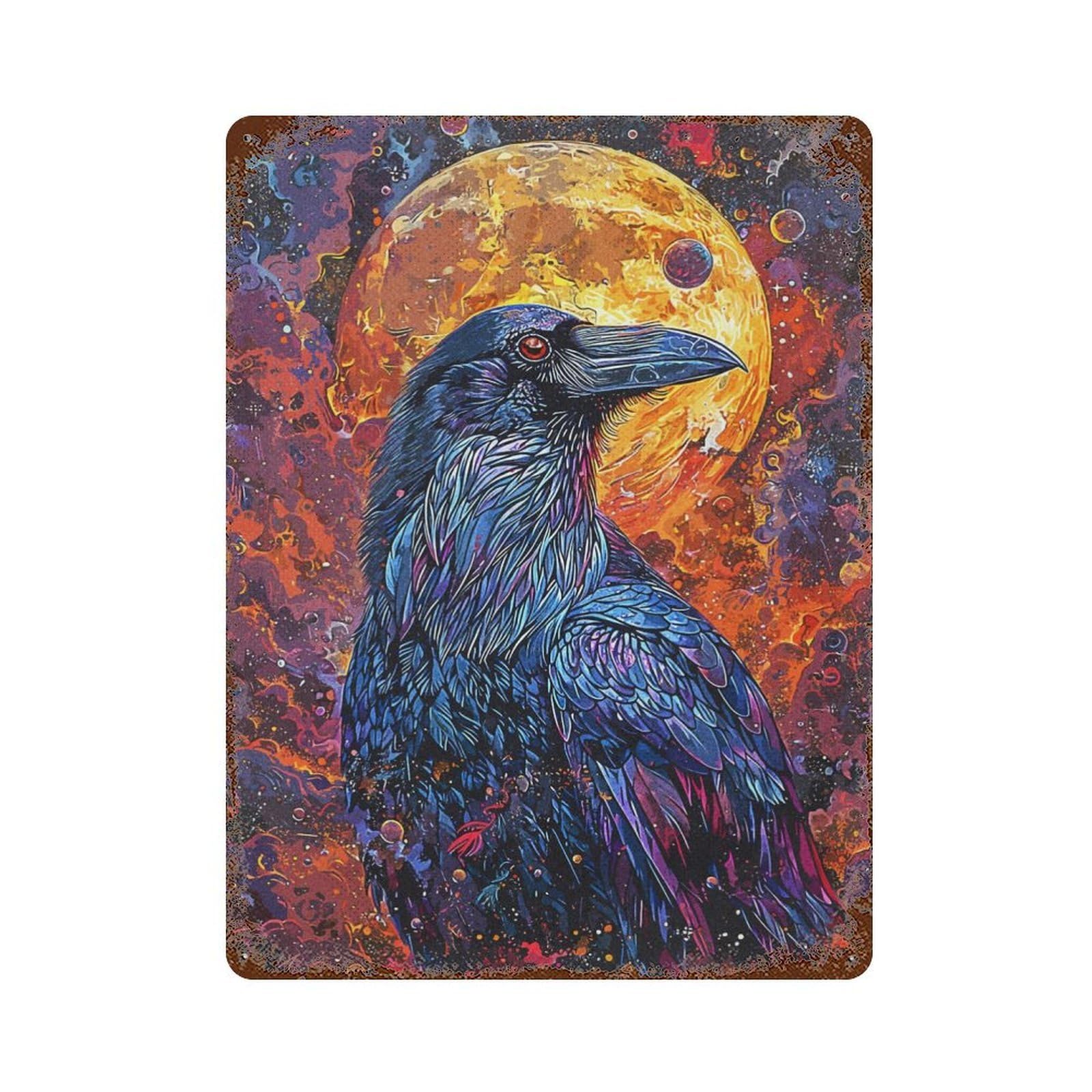 Crow Space Vintage Wall Sign 15.7"x11.8", Rust Effect Metal Decor for Cafe, Home Bar And Lounge Decor
