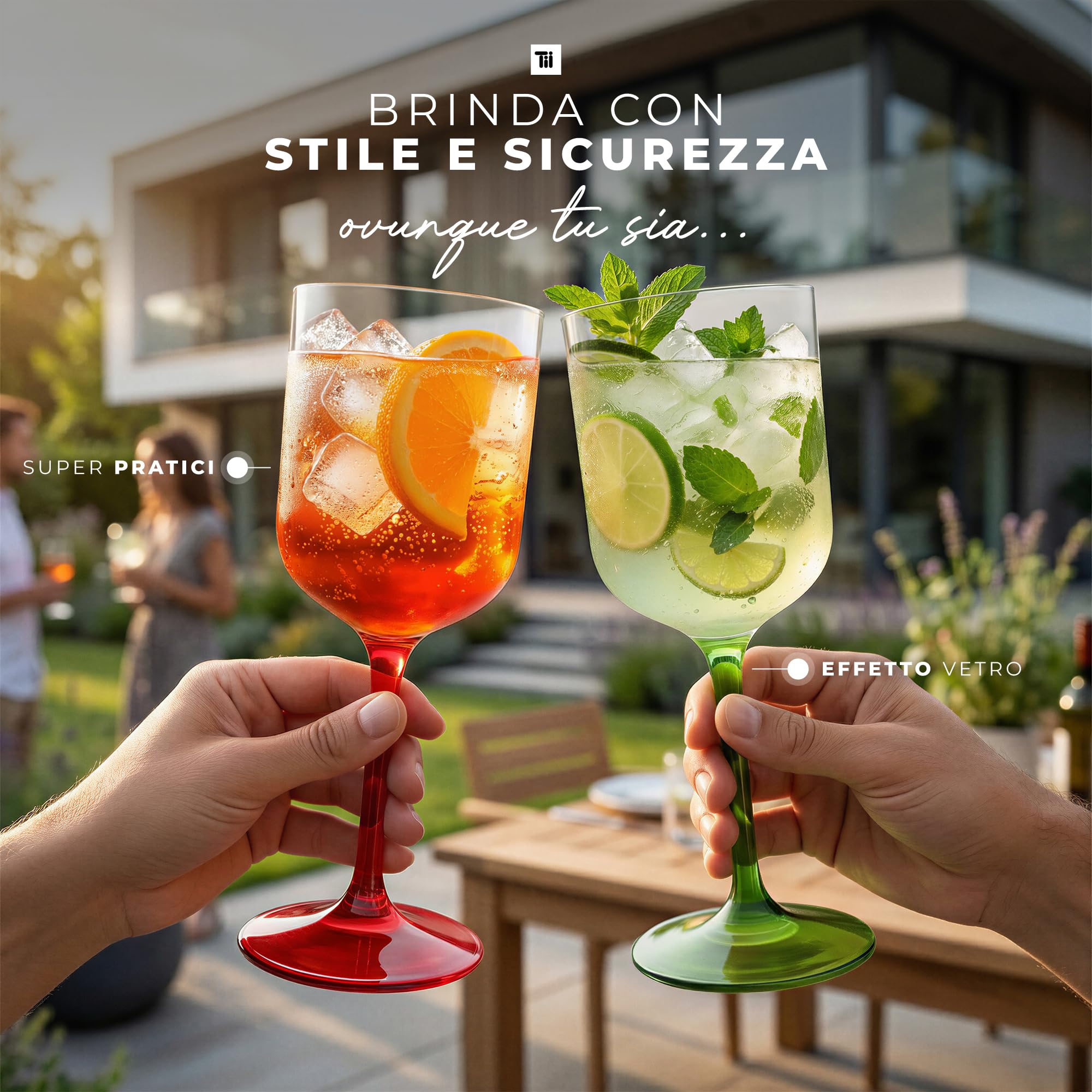TUNDRA - Set 6 Calici Plastica COLORATI per Vino e Cocktail | CROISIERE 42 cl. | INFRANGIBILI, in Tecnoglas® (Plastica Rigida), BPA-Free, Riutilizzabili e Lavabili in Lavastoviglie (Multicolor)