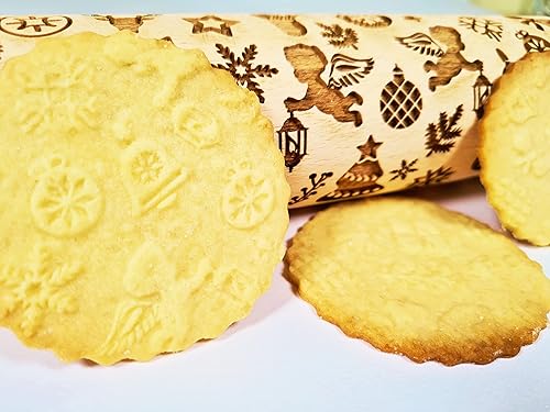 Miniatura 7 de CHRISTMAS PRINTS Embossing Rolling Pin. Laser Engraved Dough Roller for Embossing Homemade Christmas Cookies by Algis Crafts
