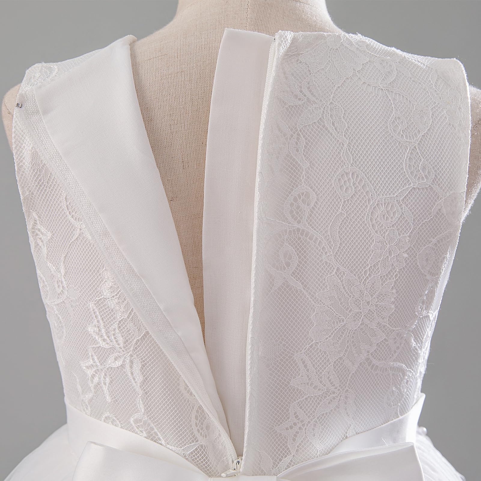 IMEKIS Vestido de dama de honor para niña, sin mangas, bordado floral, de encaje, vestido de tul, elegante, para cumpleaños, fiesta, primera comunión, vestido de fiesta