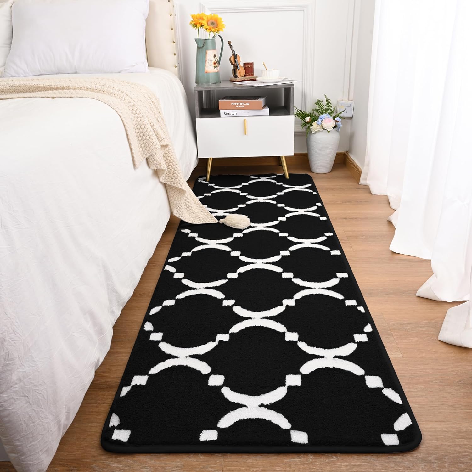 Amazon.com: Comeet Modern Geometric Shag Runner Rug for Bedroom, 2'x6 ...