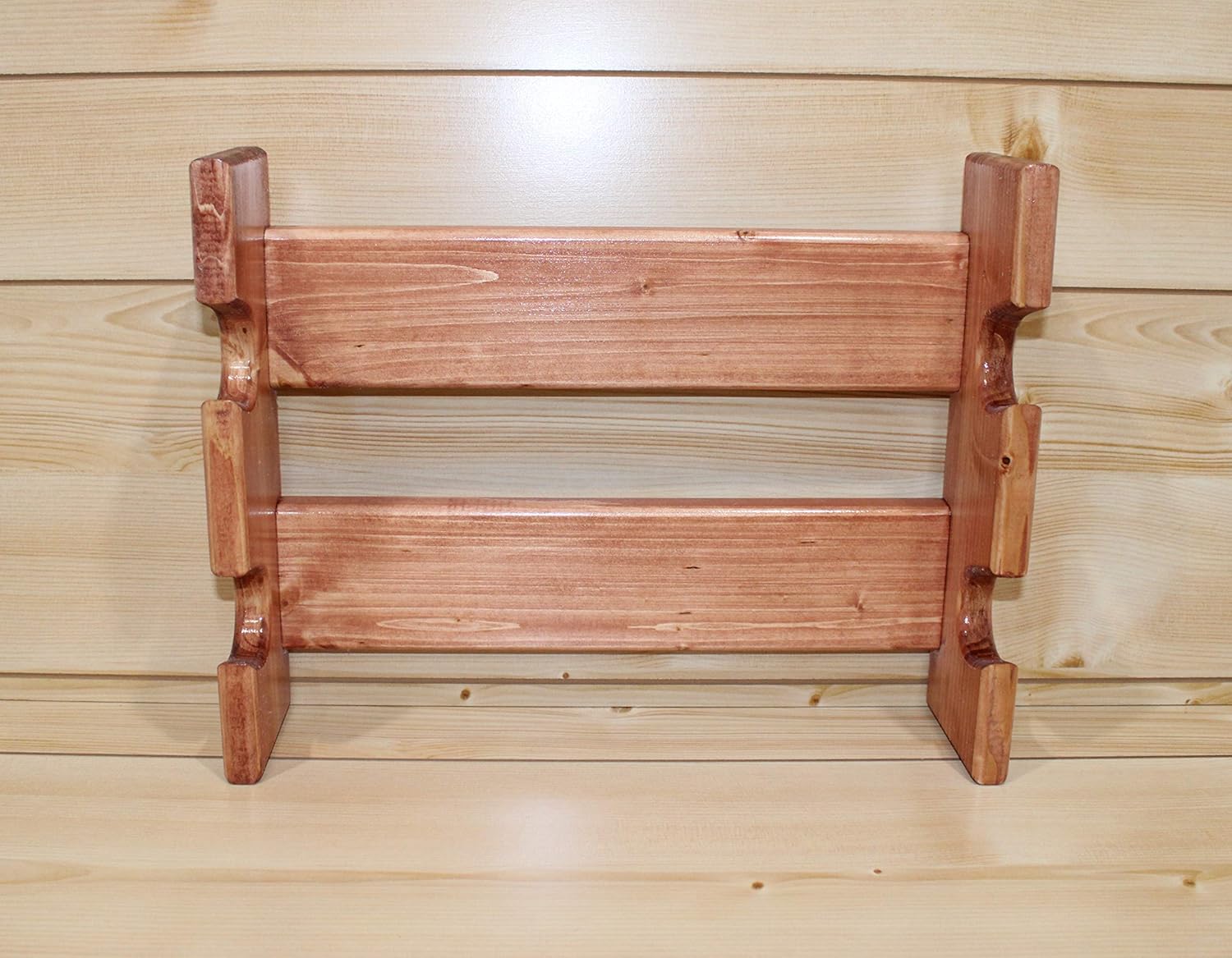 Rustic Wooden Rolling Pin Rack for 2 Rolling Pins – Wall Mounted Rolling Pin Holder with Farmhouse Kitchen Display Shelf