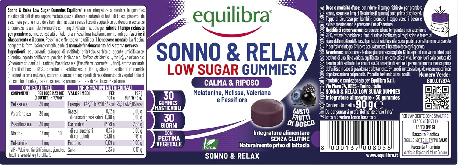 Equilibra, Melatonina in Gummies Low Sugar immagine 2