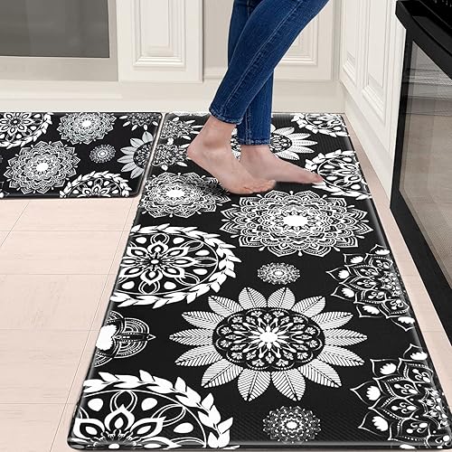 Miniatura 1 de Sofort Juego de 2 tapetes de cocina acolchados antifatiga, antideslizantes, impermeables, para el suelo, ergonómicos y cómodos para cocina,