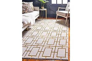 5' x 8' Unique Loom Marilyn Monroe Glam Deco White & Gold Rug