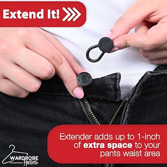 Flexible Button Extenders for Jeans, Pants & Dress Slacks (6-Pack)