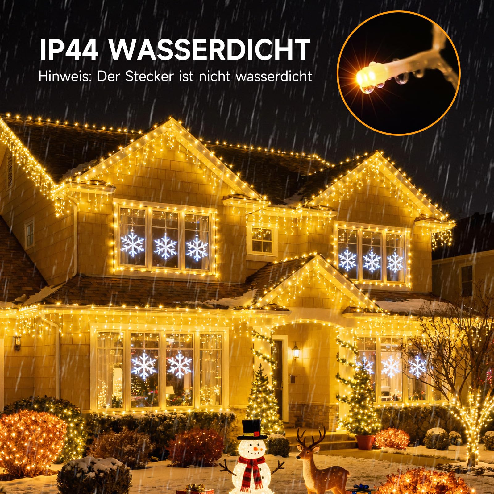 WOWDSGN [515 LED Guirnalda Luminosa de Navidad, 17 Metros | Con Temporizador | 8 Modos | Impermeabilización IP44 | Adecuado para uso en Interiores y Exteriores, Bajo los Aleros y en Terrazas