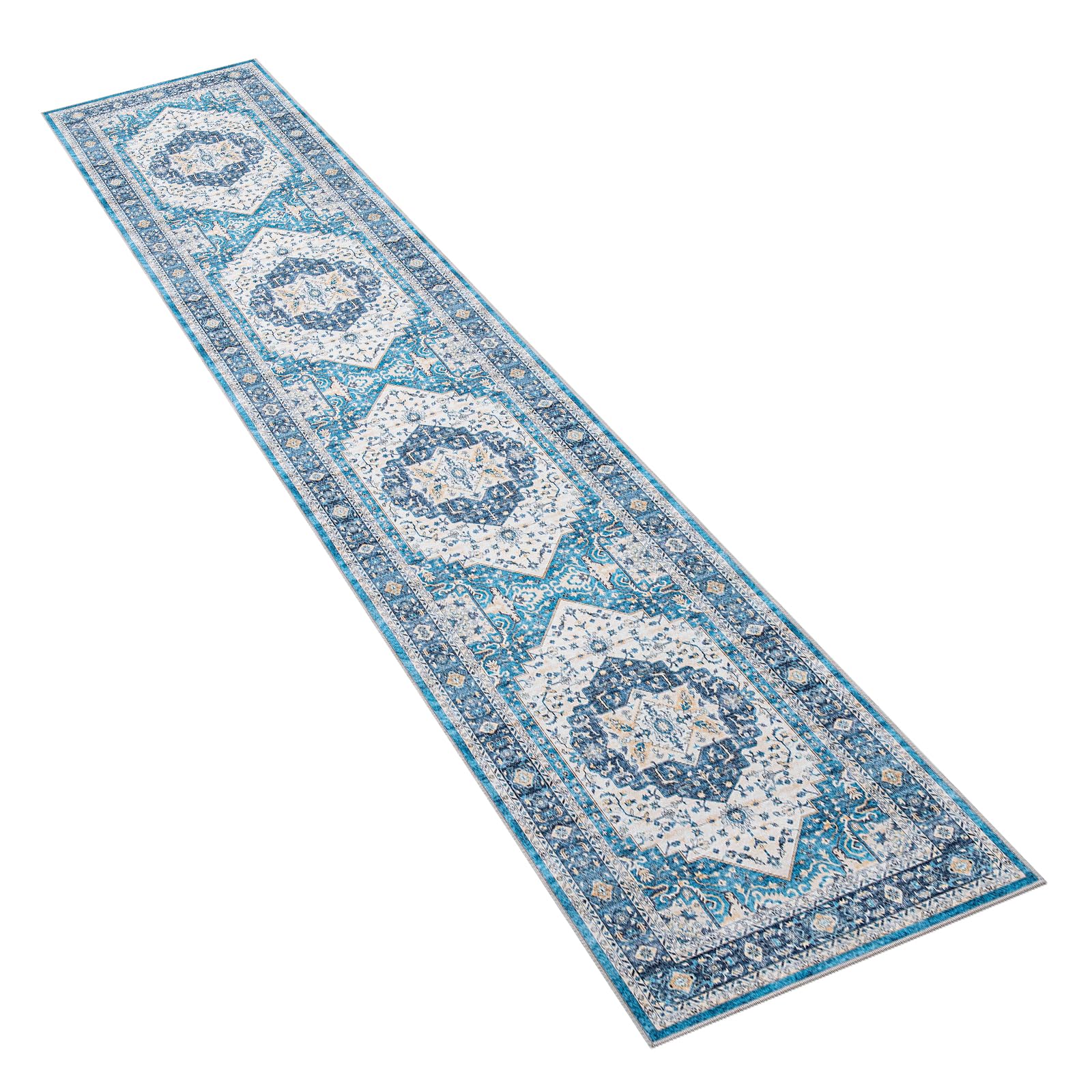 Tappeto Passatoia Cucina Antiscivolo Lavabile – Grigio/Blu 100x480 Cm – Moderno Pelo Corto - 5
