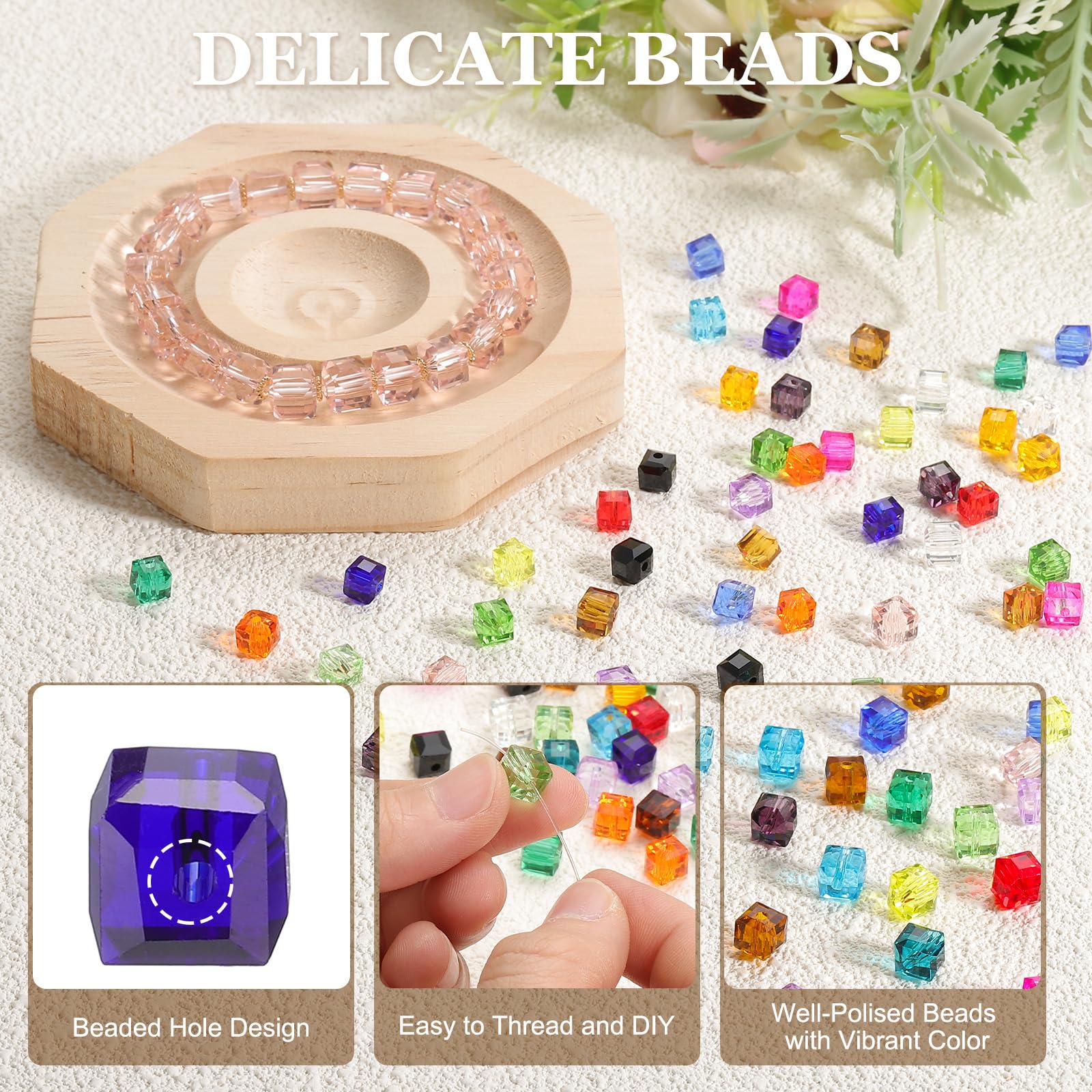 PATIKIL 6mm Crystal Glass Cube Beads - Image 3
