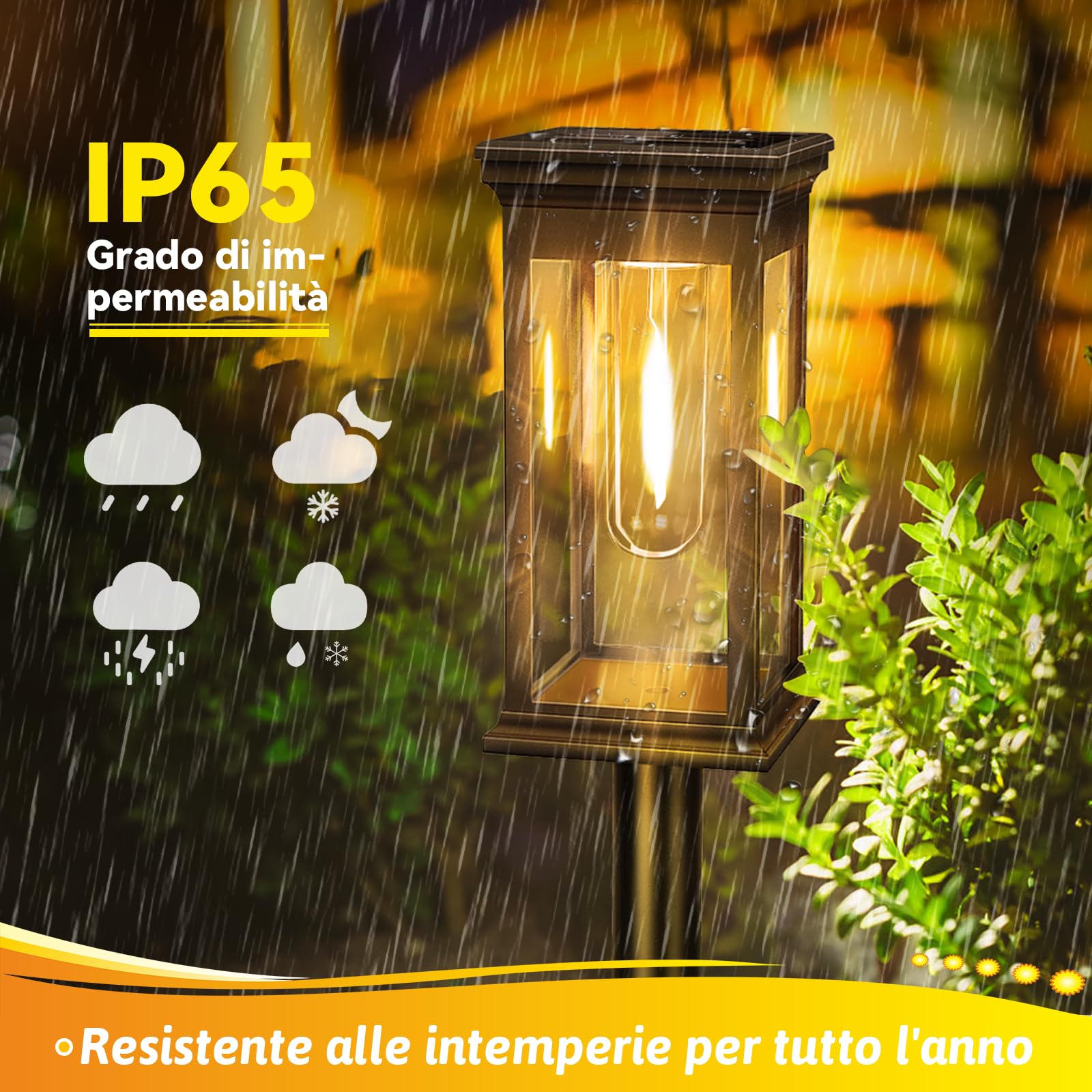 IEEILULU Lampada Solare Giardino Esterno, Luci da Giardino Solari, Impermeabili IP65, Luci per Sentieri Solari con Bianco Caldo, Llluminazione e Decorazione di Prati, Giardini e Terrazze (4)