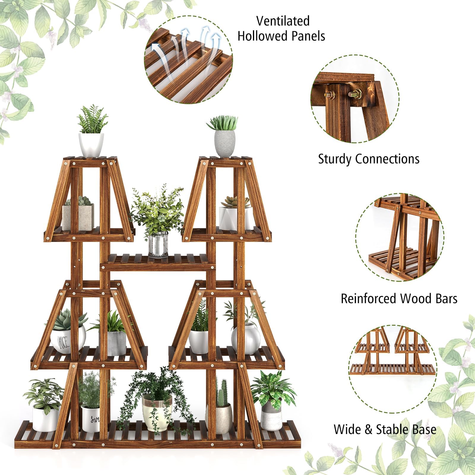 多肉植物棚　TB-W65A Amazon.com : Giantex Plant Stand Indoor, 5-Tier Wooden Trapezoid