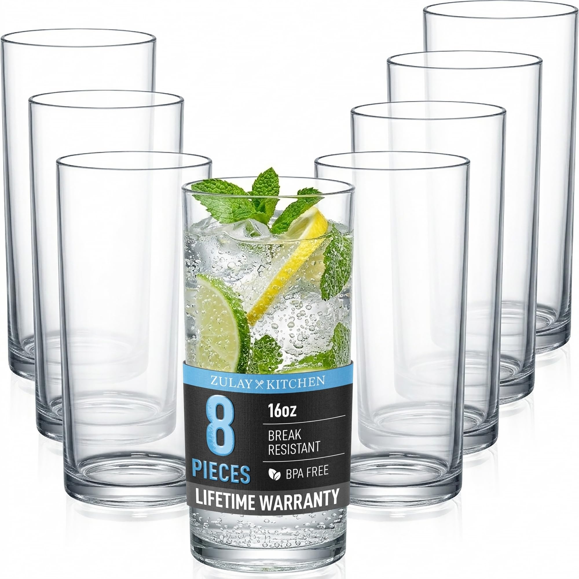 Amazon.com | Zulay Kitchen Plastic Drinking Glasses (Set of 8