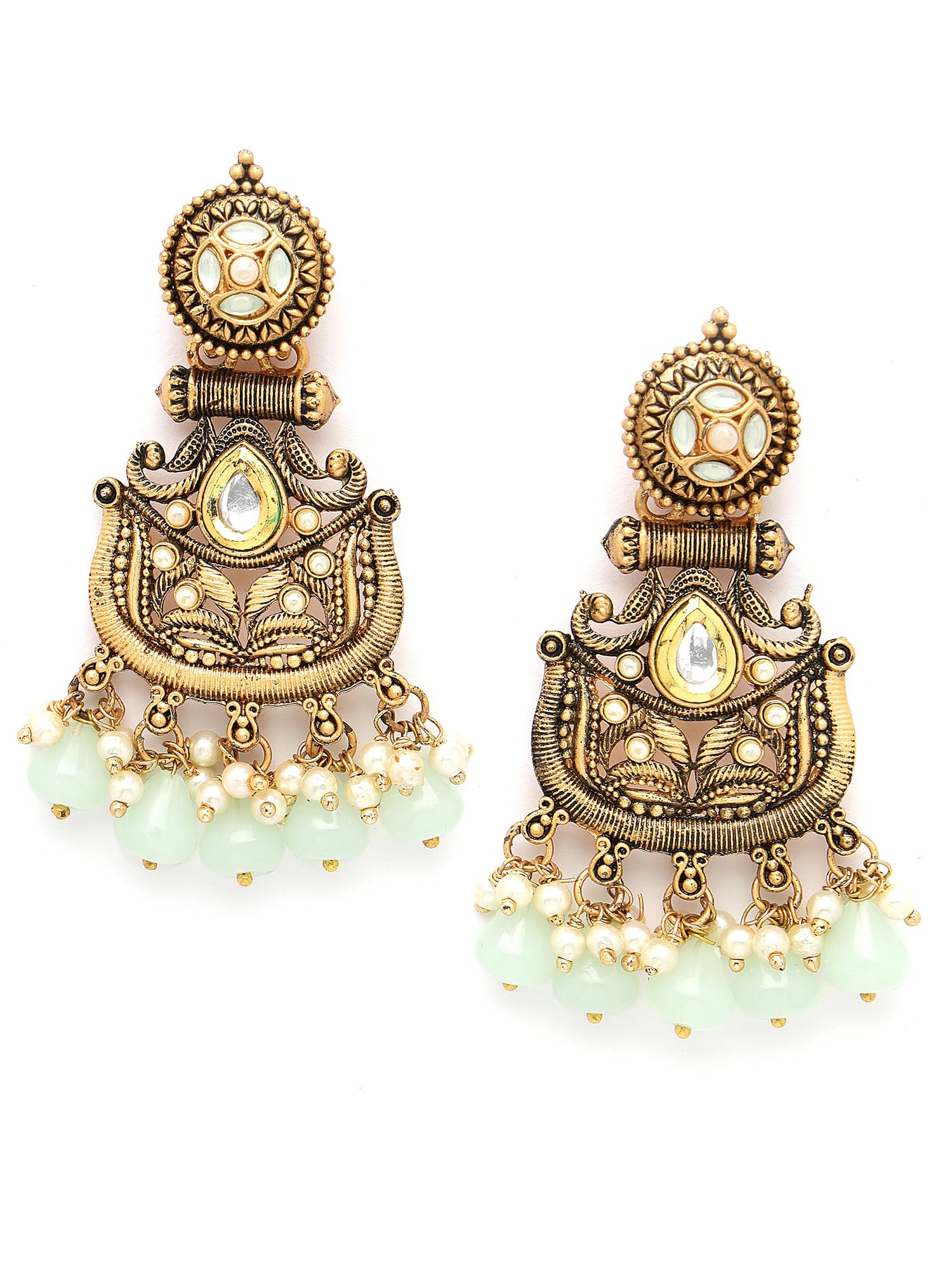 Karatcart Antique Gold Plated Light Green Drops Studded Dangler Earrings for Women (B0CWRC79PF) Amazon Price History, Amazon Price Tracker