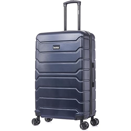 InUSA TREND Luggage with Spinner Wheels | Durable Lightweight Hardside Suitcase Travel bag with Handle and Trolley 28-Inch Large Checked luggage | Blue