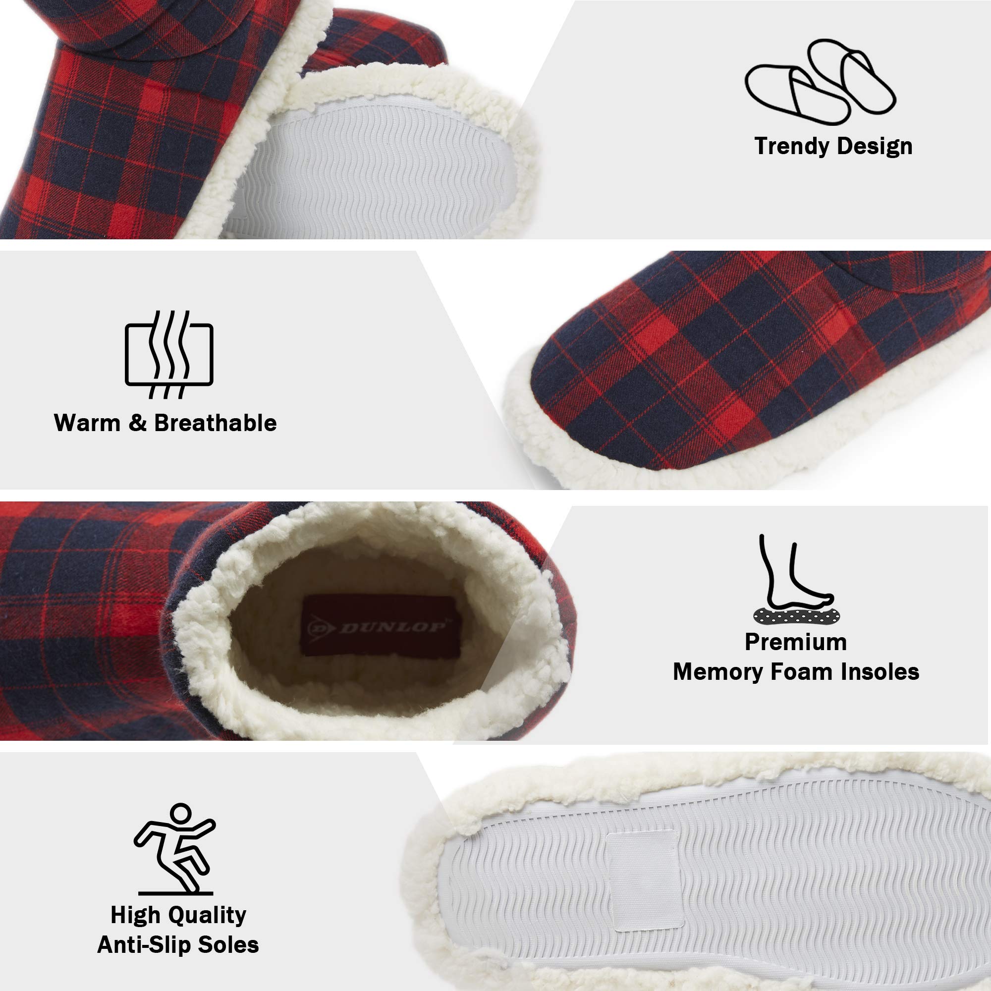 DUNLOP Pantofole Donna Invernali a Stivaletto Antiscivolo Memory Foam Regalo di Natale