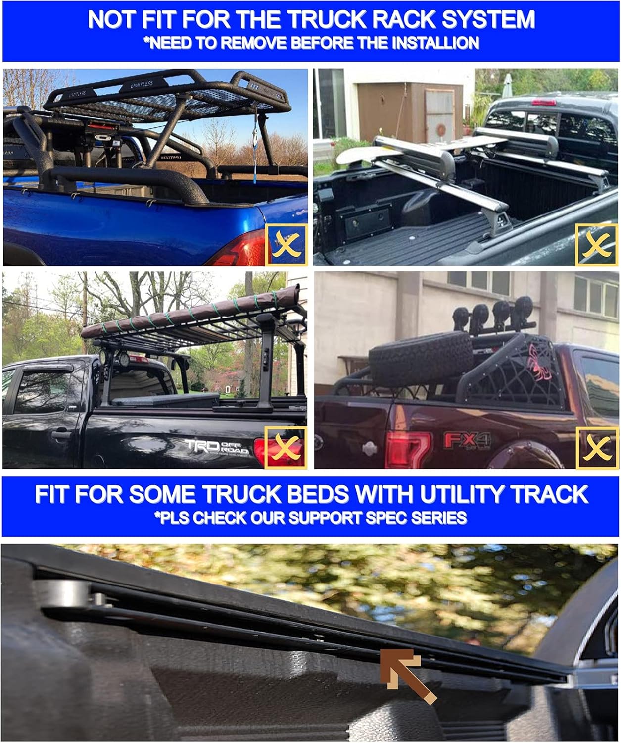 FRP Hard Tri-Fold 6.0ft Solid Tonneau Cover for 2016-2026 Tacoma Truck Bed Cover | Fit for Deck Rail System