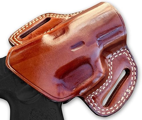 Miniatura 7 de Premium The Ultimate - Funda de piel para panqueques OWB, parte superior abierta, se adapta a Taurus G3c 0.354 in Compact 3.20'' BBL, dibujo a mano