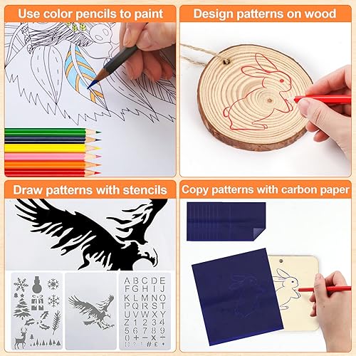 Miniatura 6 de Kit de quema de madera, 45 unidades, bolígrafo de herramientas de quema de madera con 22 puntas de tallado, temperatura ajustable de 200  788.0F.
