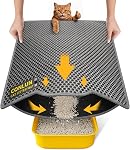 Conlun Cat Litter Mat Trapper, 58x42cm Honeycomb Double Layer Tapis Litiere Chat, Urine & Waterproof Litter Box Mat, Easy to Clean Non-Slip Kitty Matt for Floor, Grey