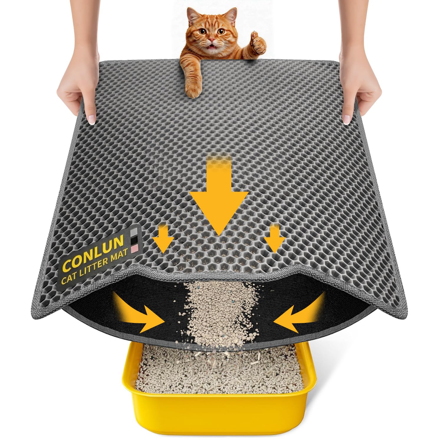 Tappetino Lettiera Per Gatti SUAVER A Forma Di Zampa In PVC 30x40 Cm - Antideriva E Facile Da Pulire, Grigio