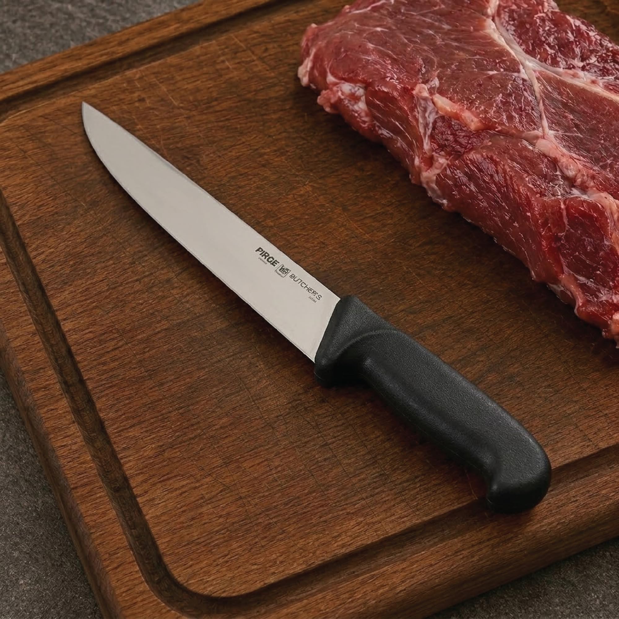 Pirge BUTCHER'S MIG Metzgermesser I Scharfes Fleischmesser aus Edelstahl I Profi Küchenmesser mit Ergonomischem Griff I Universalmesser für Fleisch, Gemüse und Lebensmittel I Kochmesser für Küche