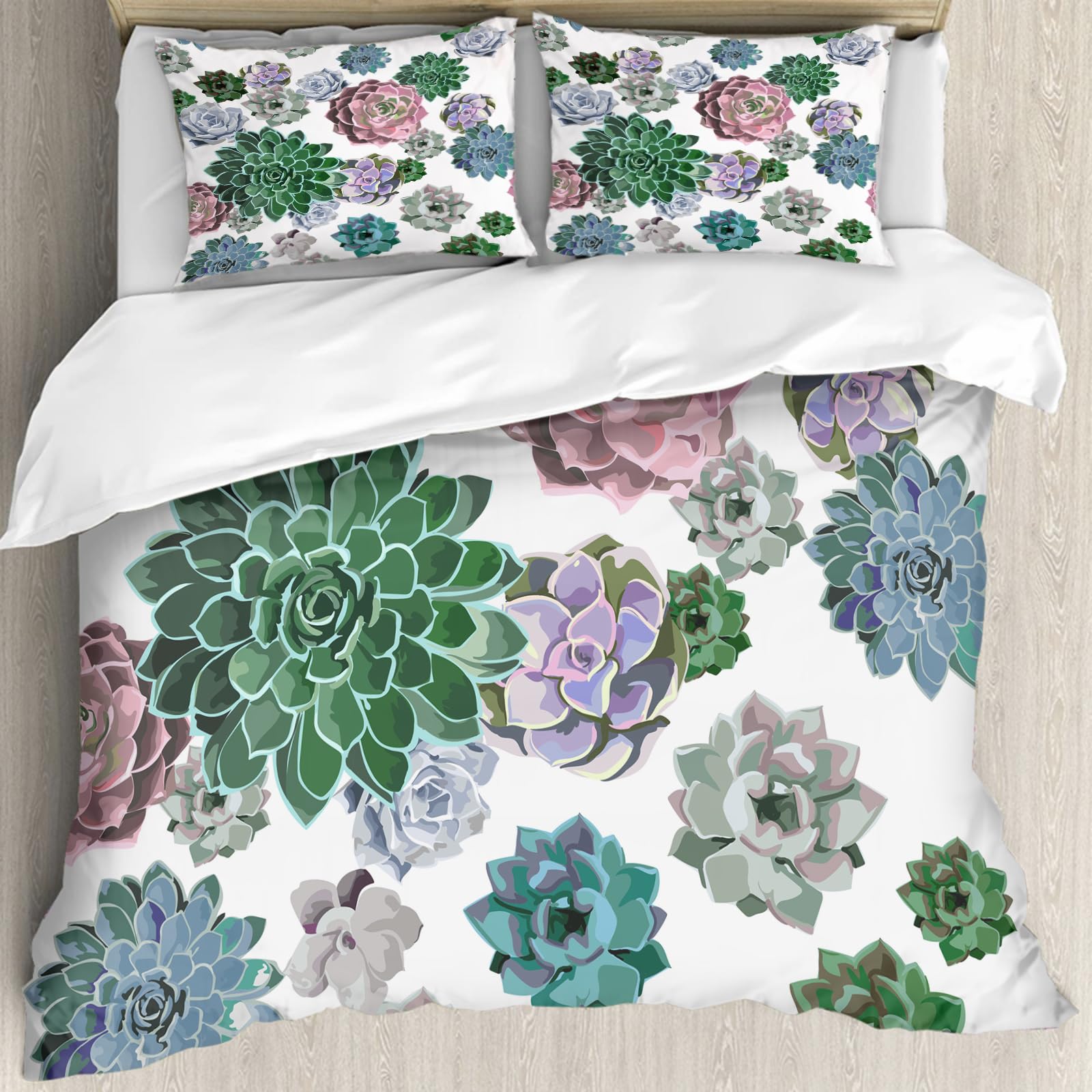 Housse de couette cactus parure de lit tropicale 228x264cm anti-acarien