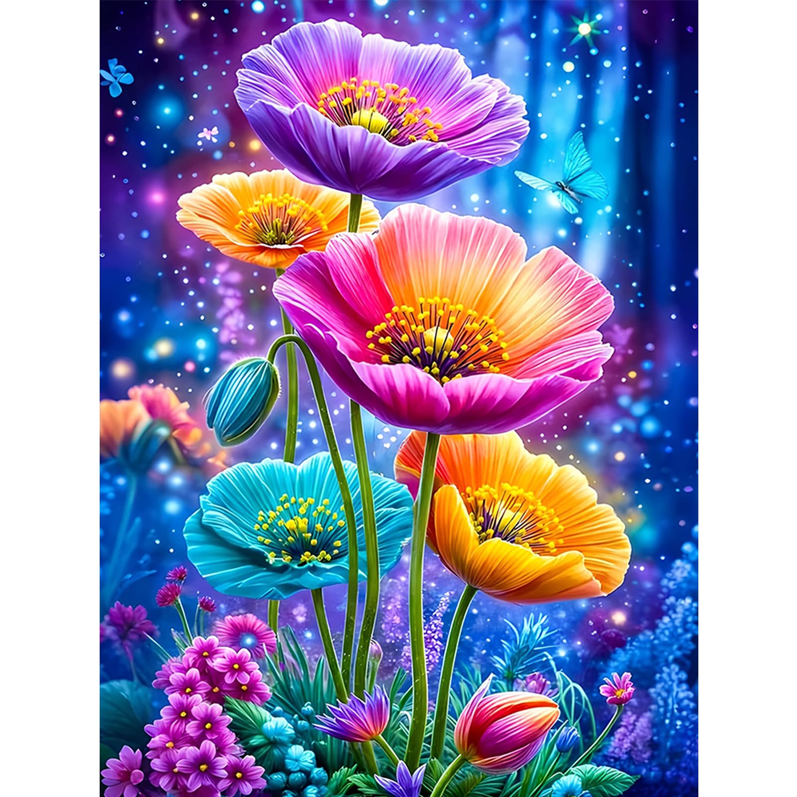 POETRYDRAW Dreamy Flowers Full DIY 5D Round Drill Gem Art Diamond Art Painting Kits for Adults/Beginners Gift Idea Home Decor Diamond Art Painting Gem Art 30x40cm