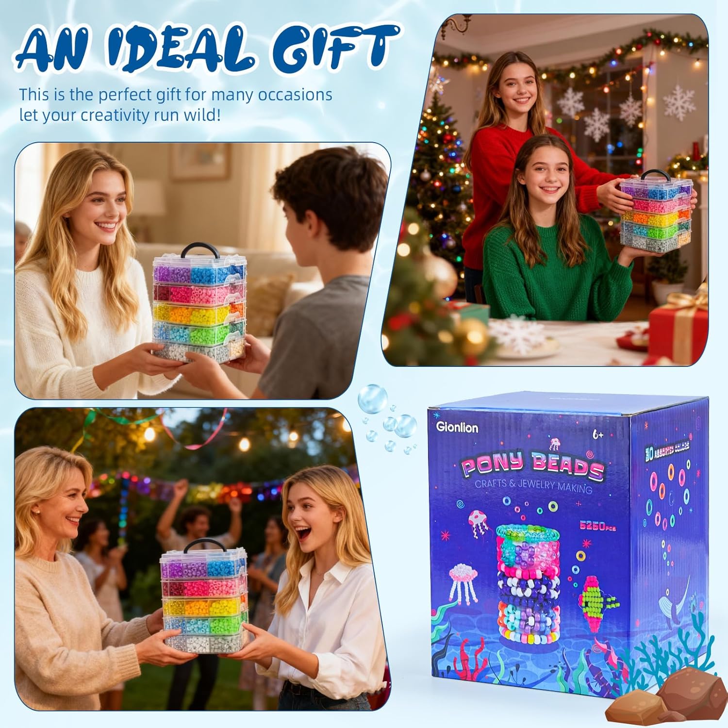 Gionlion 5250 PCS Pony Beads 30 Assorted Colors Includes Glow in The Dark Bead, Kandi Beads for Jewelry Making, Friendship Bracelet, 6x9mm Hair Bead for Braids in Shock Resistant Packaging - Image 8