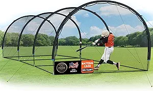 ORIENGEAR Baseball Batting Cage 13/20/30ft for Backyard, Baseball Training Equipment Netting Cages, Golf Softball Baseball Nets for Batting with Frame and Net, Hitting and Pitching Practice