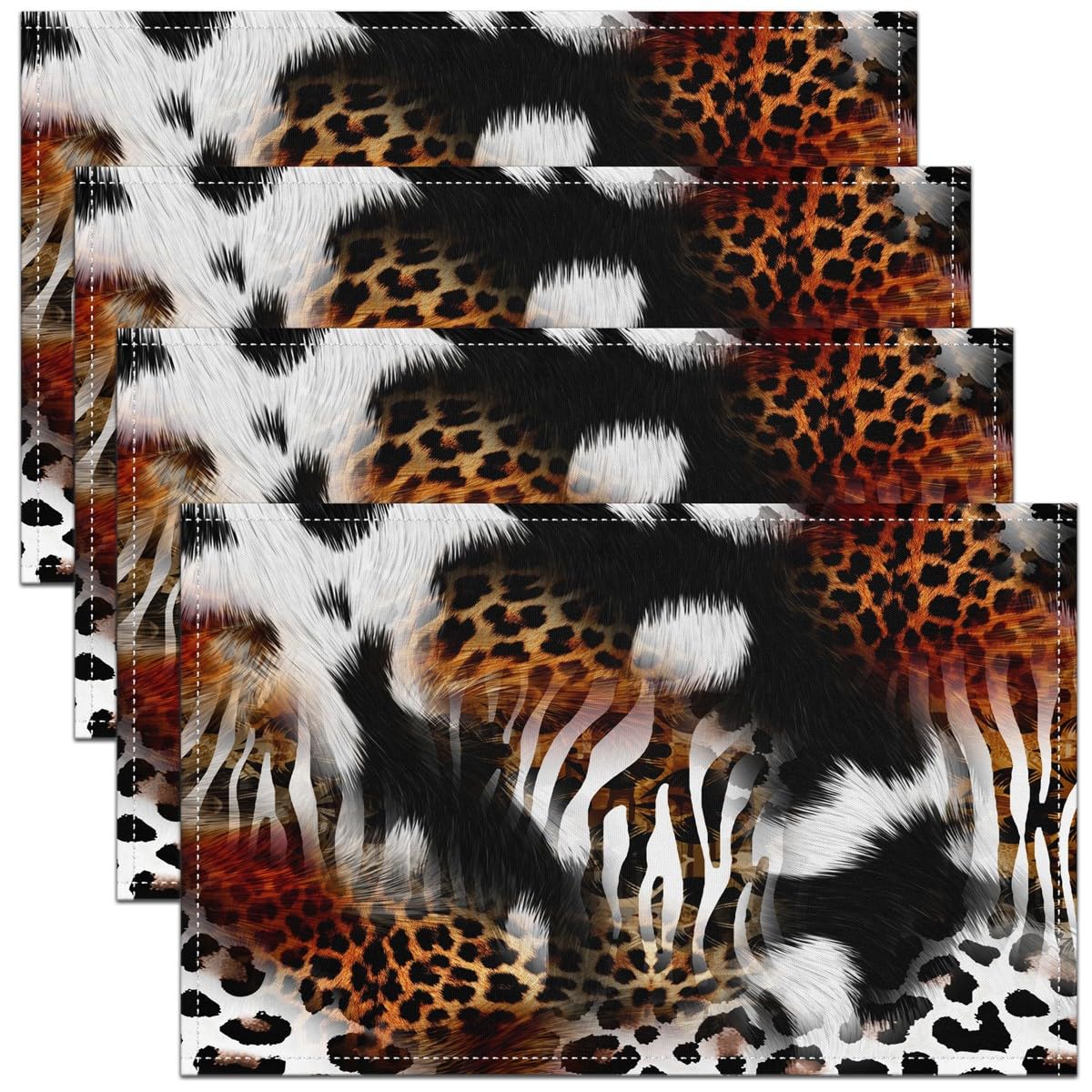 Homemissing Multicoloured 23 Leopard Table Mats Placemat Animal Print Cow Print Placemats Set Of 4 Cheetah Print Placemats Set Of 4 Kids Adults 45X30cm