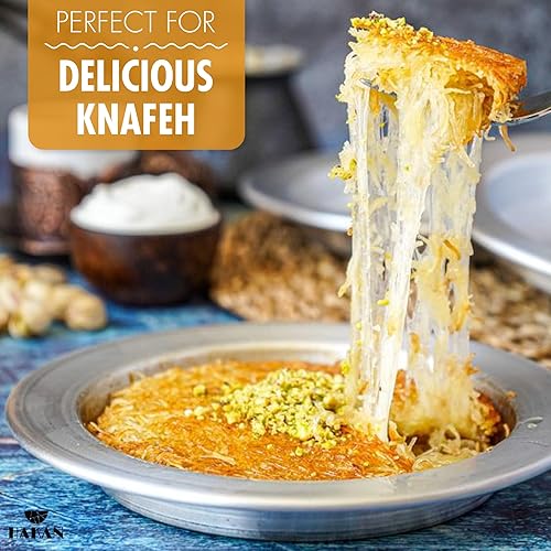 Miniatura 3 de Hakan Kunafa - Platos de servir para Kataifi  Sartén de aluminio para hornear y servir Kunefe  Molde para masa Knafeh Phyllo Fillo  Plato auténtico