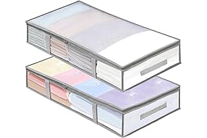 LANDNEOO Under Bed Storage Containers 2-Pack Humid-Proof Plastic Underbed Storage Bins, Clothes...