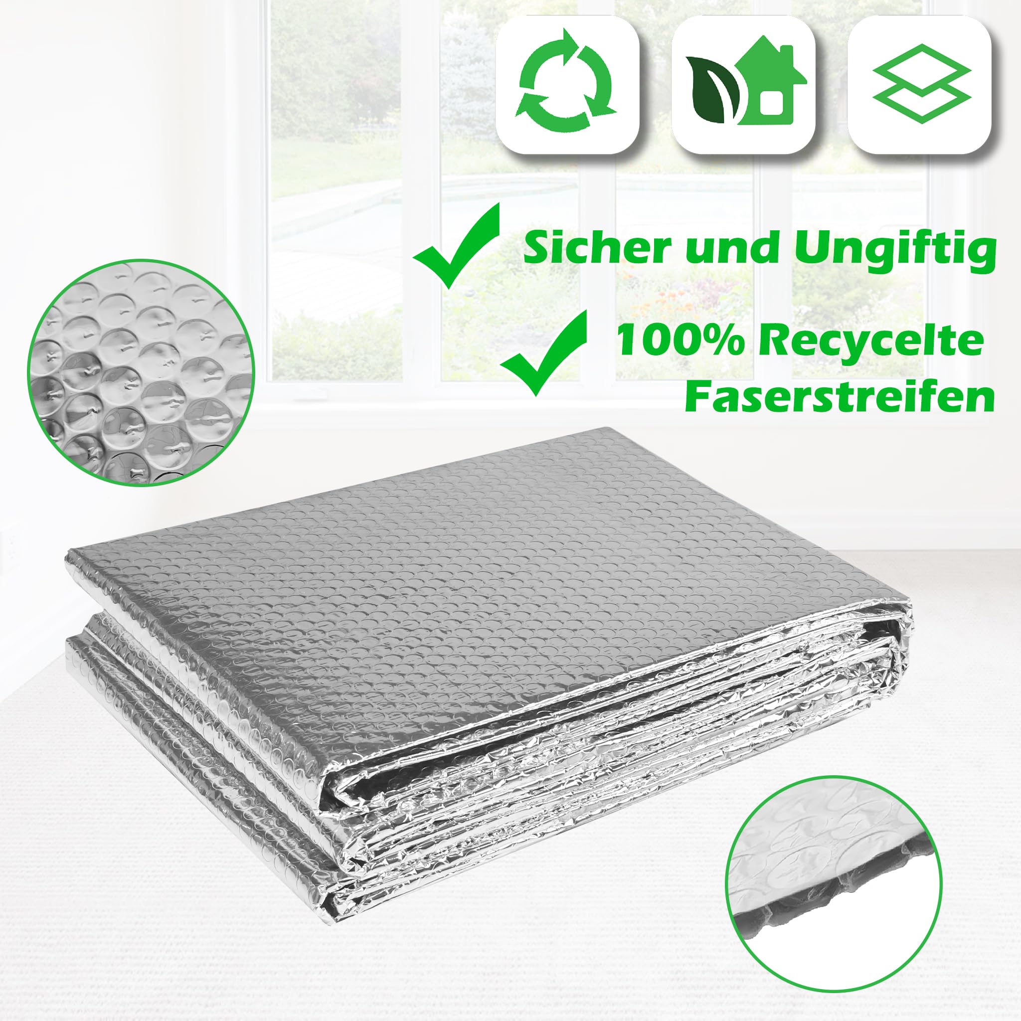 UISEBRT Lámina aislante de 0,6 x 20 m, lámina térmica de aluminio, lámina reflectante para radiadores, 3-4 mm de grosor, para mantener el calor, aislamiento térmico