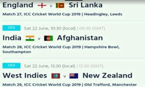 Cricket World Cup Schedules 2019