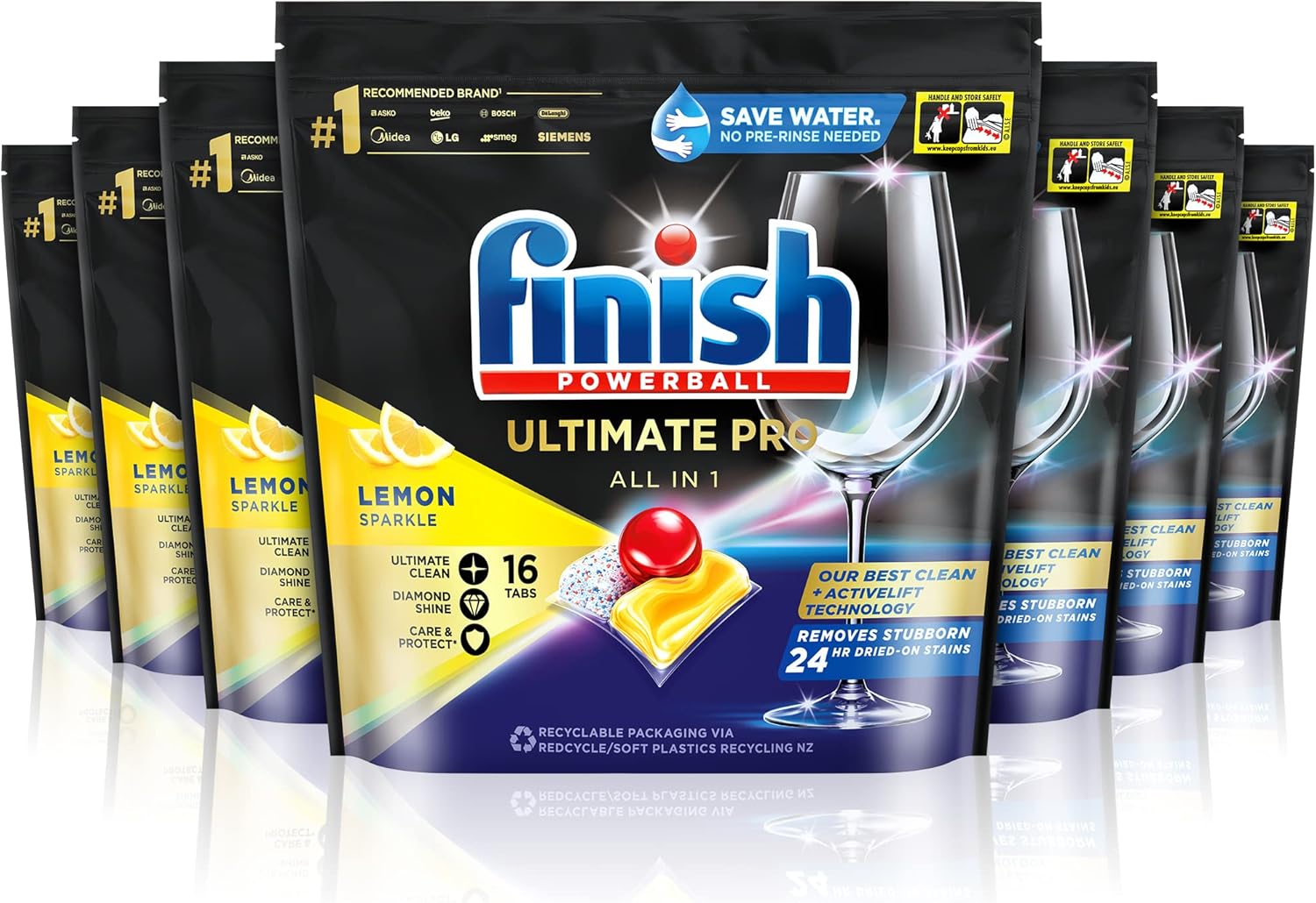 Finish Ultimate Pro Dishwasher Tablets, Lemon Sparkle, 112 Tablets Health