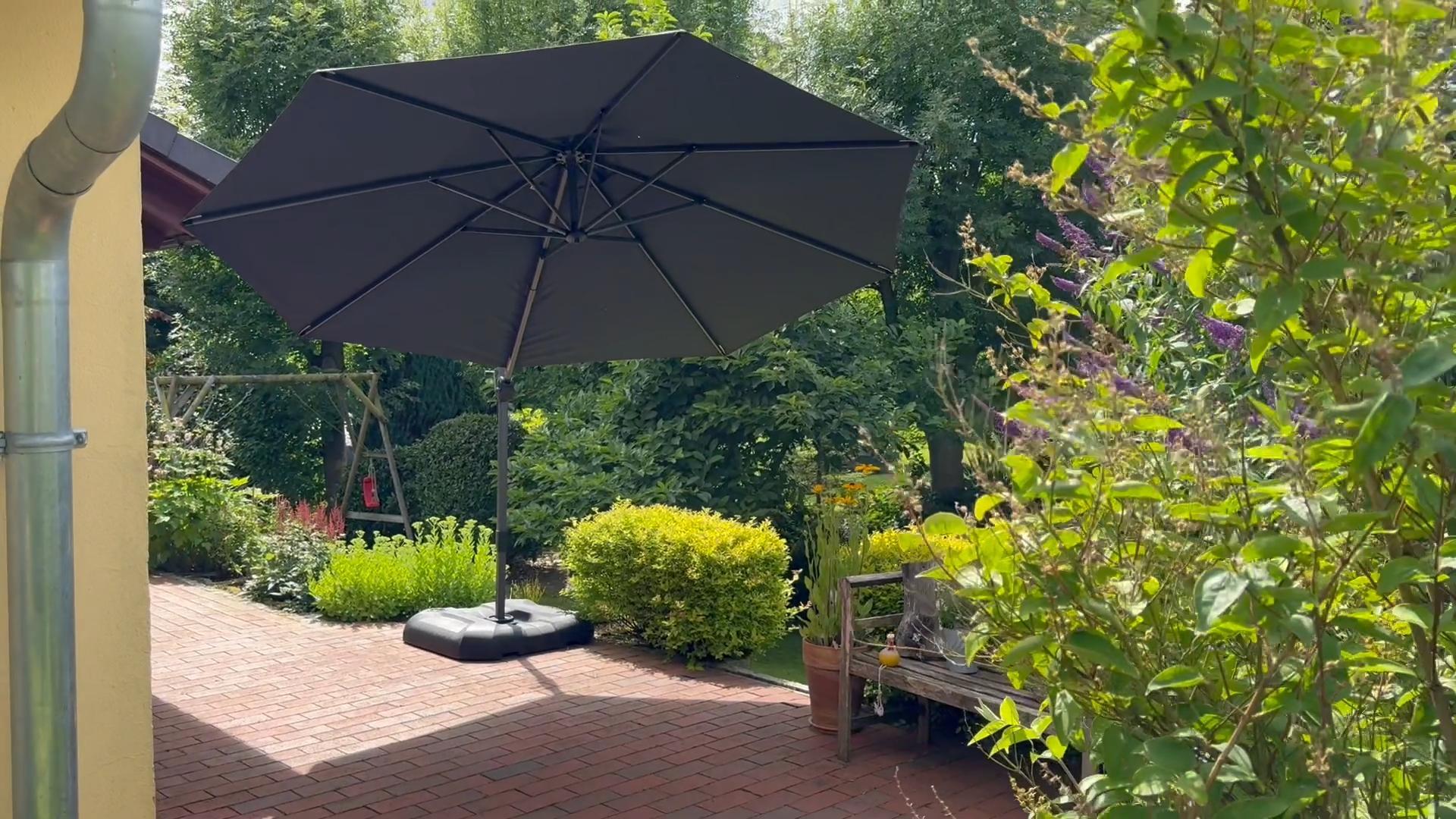 PURPLE LEAF Ampelschirm 300x300cm - 360° Drehbar Mit Kurbel