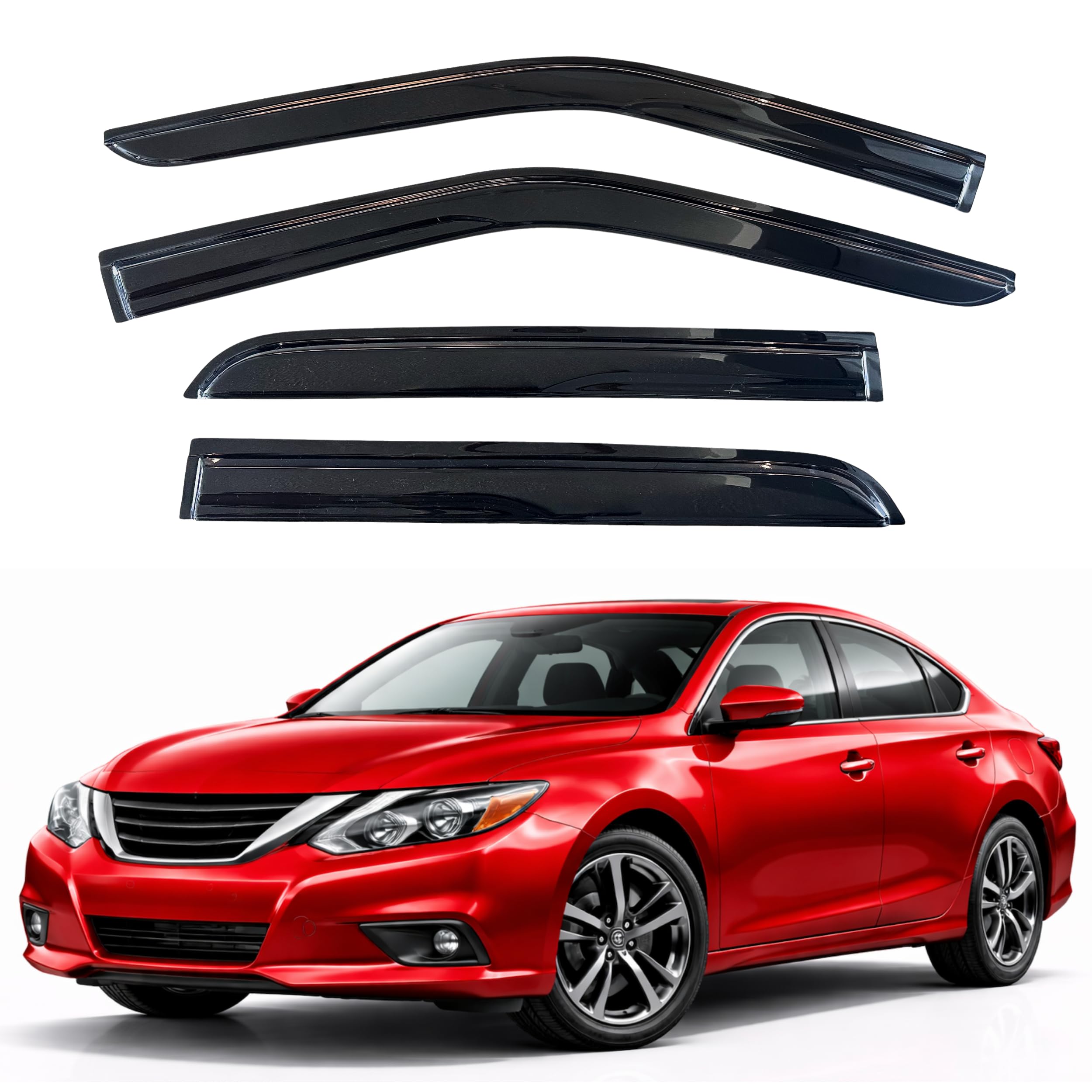 KPY Rain Guards Fit for 2013-2018 Nissan Altima, Out-Channel Window Visors Vent Wind Deflectors 4PC, Car Accessories for 13-18 Altima