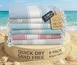 Lane Linen Turkish Towels Set of 6, Beach Towels Oversized, Pre-Washed Pool Towel, Extra Large Beach Towel, Sandproof Beach Towel, Absorbent Travel Towel, 39"x71" - Multi Colors