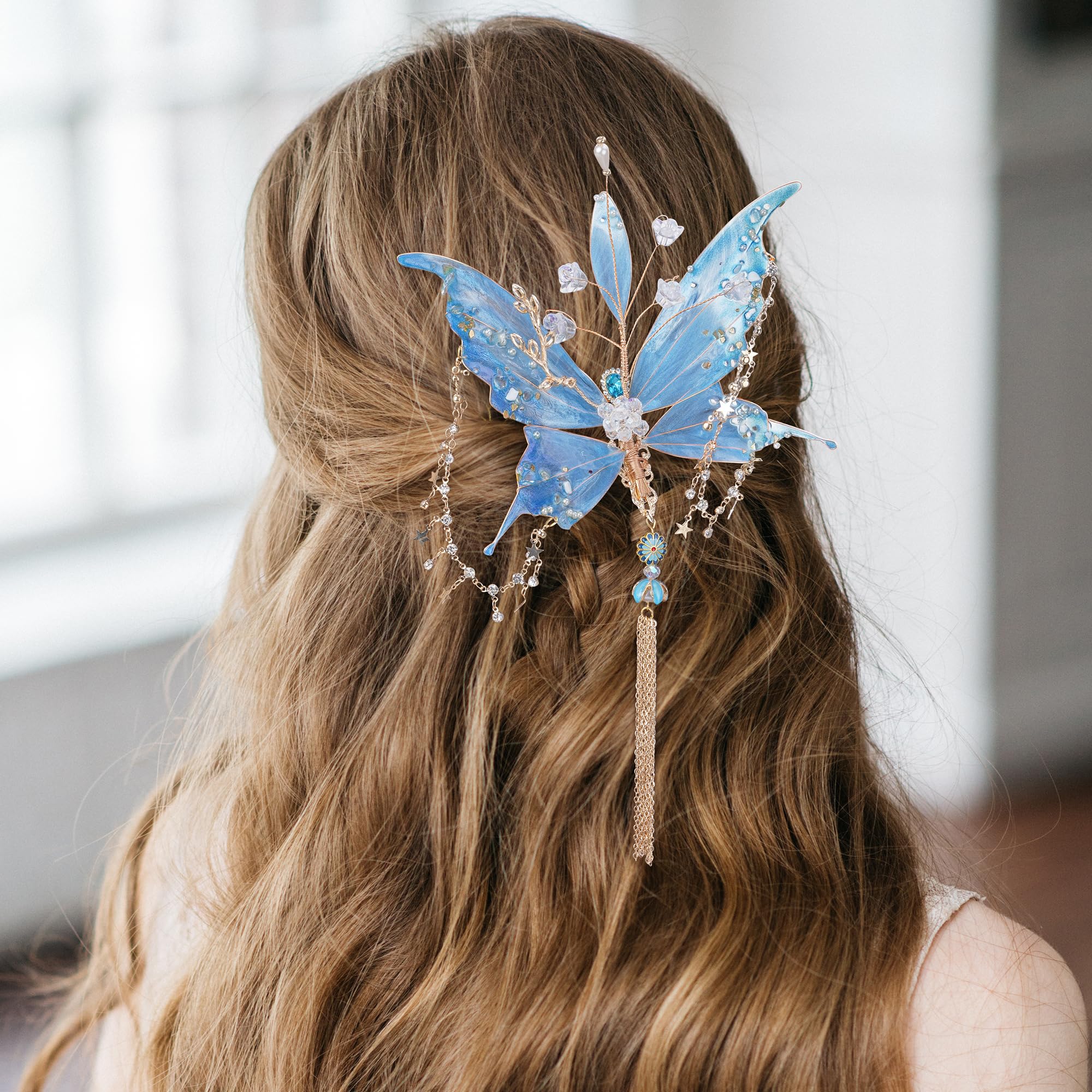 Amazon.com : FRESHME Blue Butterfly Hair Clip - 1 Pc Fairy 