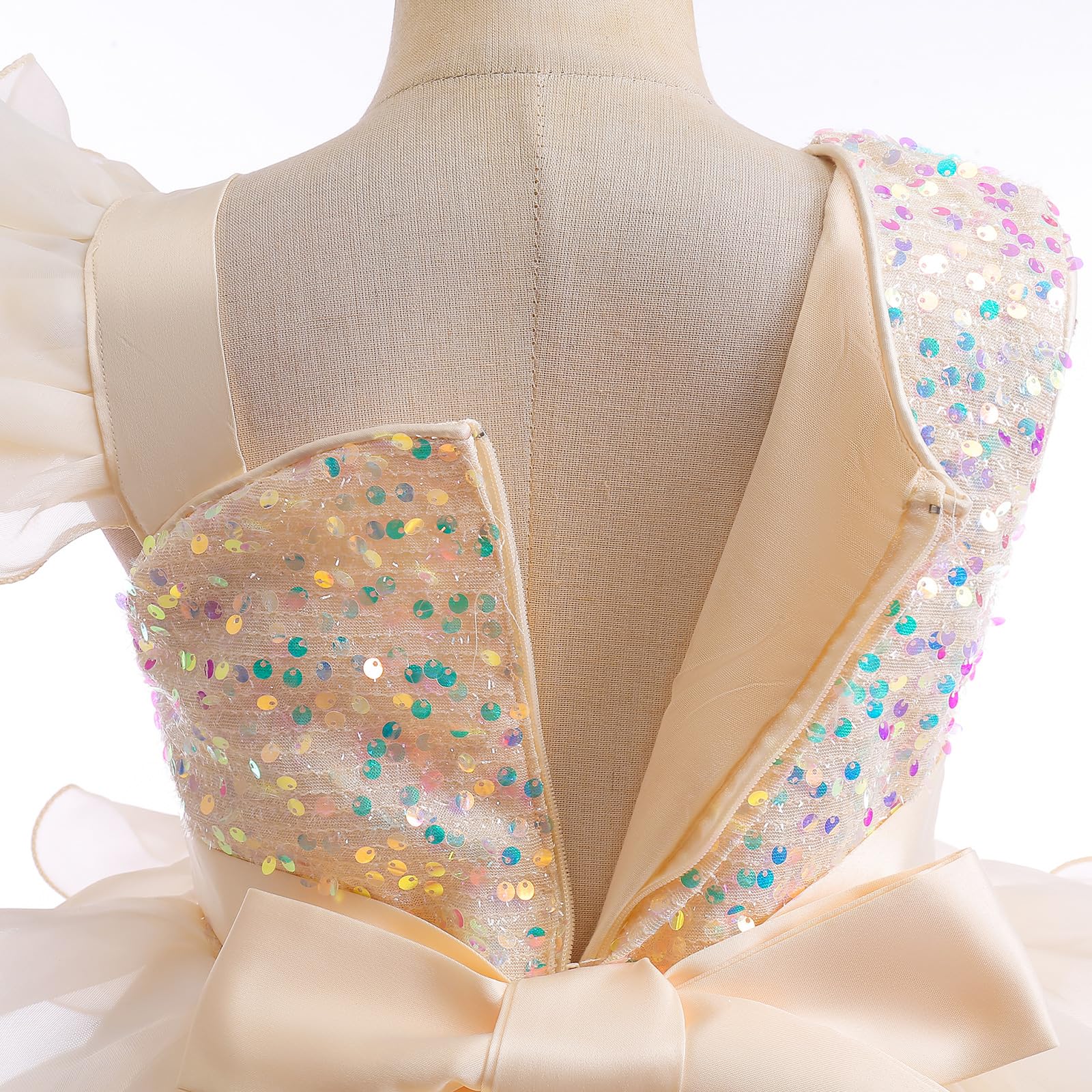 Miipat Ragazze Abito Una Spalla Paillettes Principessa Senza Maniche Vestito Bambine e Ragazza di Fiori Damigella d'Onore Tutu Abiti Bambini per Festa Compleanno Matrimoni