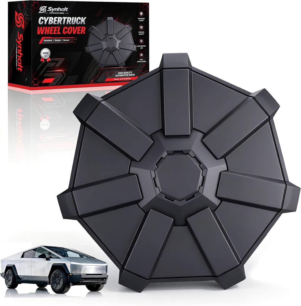 20" Cyber Wheel Cover Replacement for 2024-2025 Tesla Cybertruck, 1 Pack | Fits 2024-2025 Cybertruck Factory 20" Wheels; OEM-Style Matte Black ABS Snaps on Securely; 1 Replacement Cover