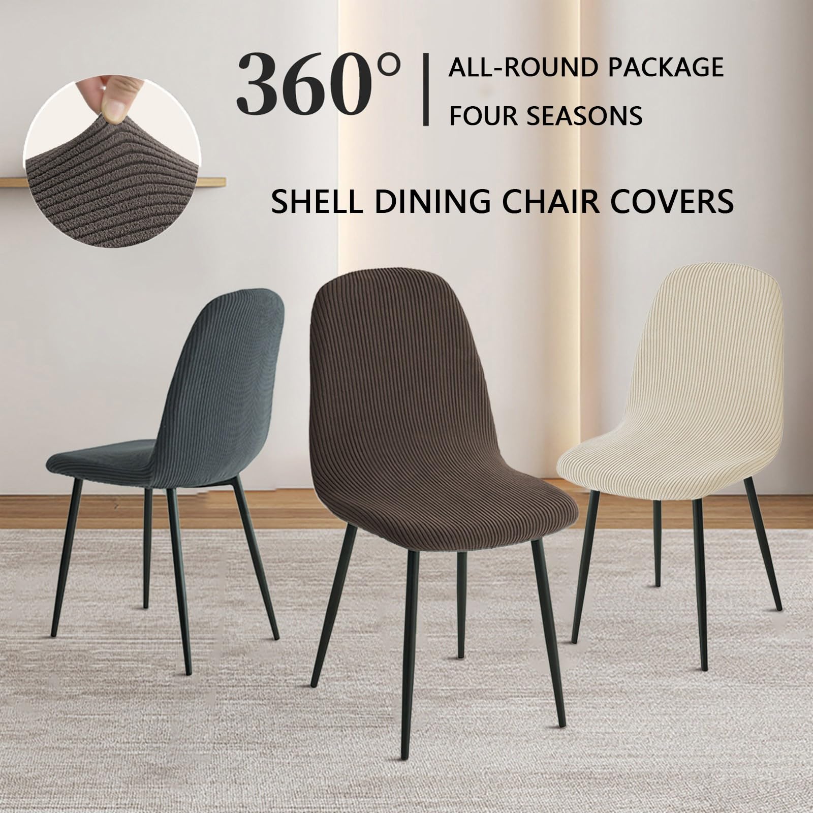 Coprisedie per Sala da Pranzo Set da 1/2/4/6,Elasticizzati e Spessi Coprisedia con Schienale a Conchiglia,per Cucina Camera da Letto Soggiorno Ristorante,Facile Installazione(Olive Green,6 Set)