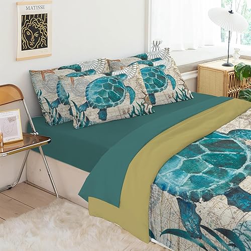 Miniatura 4 de MUSOLEI Juego de edredón de océano para niños, colecciones de ropa de cama suave para adolescentes y niños, estilo mediterráneo con temática