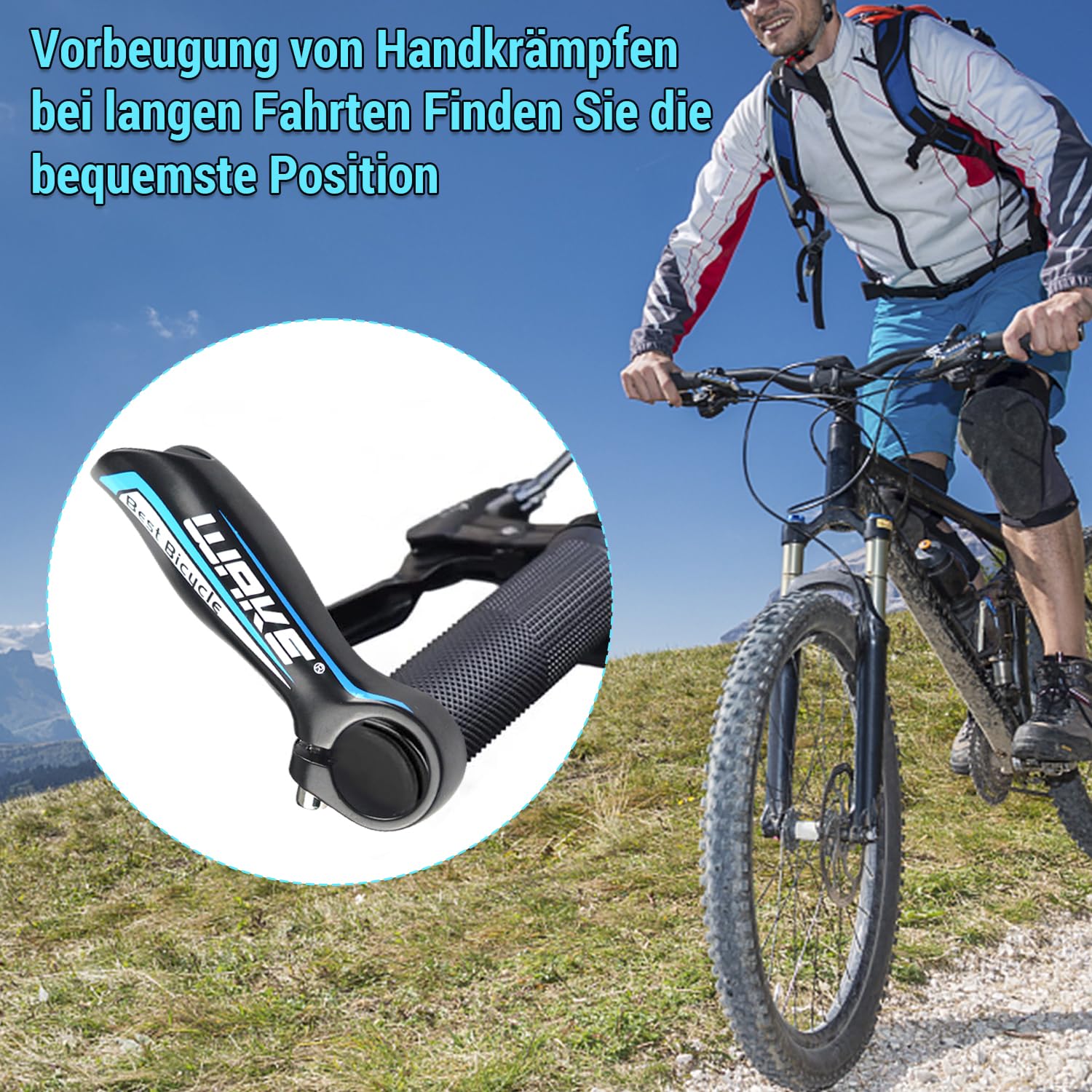 Docooler - Manopole di sicurezza in lega di alluminio, con manubrio per mountain bike, colore: blu