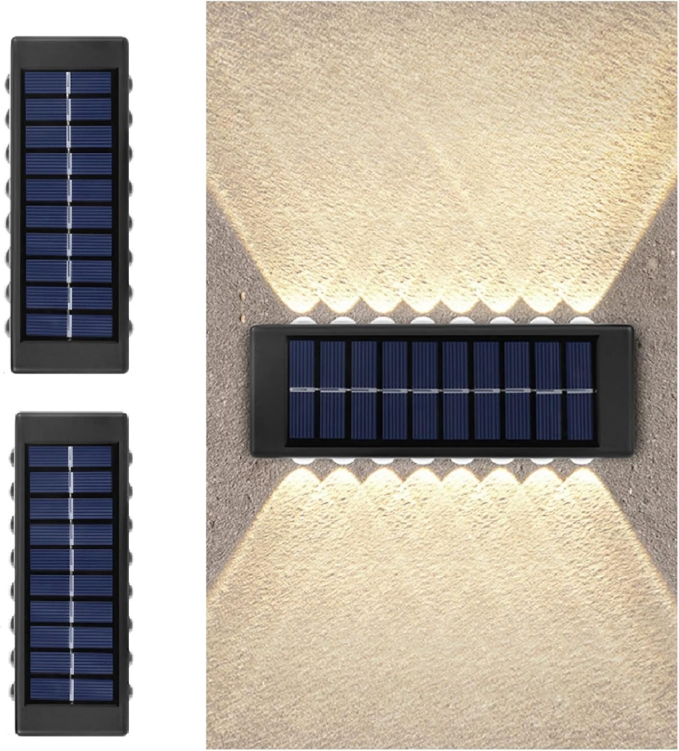 ASLIDECOR 16 Led Up Down Solar Wall Lights, 2 Pack Warm White Solar